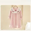 Girl Dresses 2023 Autumn Kids Boutique Clothing Nightgowns Girls Dress Princess Solid Color Bowknot Casual Square Collar Falbala