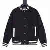 Cappotto da uomo in lana spessa Cappotto in pelle con lettere Bomber Giacca college Teddy Nero Taglia S-XL