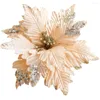 Fleurs décoratives bricolage couronne de noël cadeau d'année têtes de fleurs artificielles ornements d'arbre de noël 1 PC 25 CM paillettes