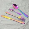 Dinnerware Sets 6 People Cutlery Set Kitchen Flatware Silverware Western Stainless Steel Knives Fork Tea Spoon Tableware