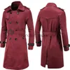 Men's Trench Coats Mens Spring Autumn Windbreak Overcoat Long Trench Coats with Belt Male Pea Coat Double Breasted Peacoat J0920