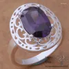 Cluster Rings AR411 925 Sterling Silver Ring Fashion Jewelry Plate Inlaid Purple Stone /bylakpsa Fwdaonka