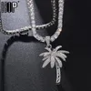 Collane con ciondolo Hip Hop Bling Iced Out Micro pavimentato CZ Pendenti con palme per uomo Gioielli rapper con catena da tennis2748