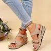 Sandálias Verão Casual Confortável Mulheres Outer Wear Open-Toe Beach Shoes Cunhado Antiderrapante Caminhadas