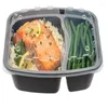 Storage Bottles Oz 2-Compartment Rectangular Black Container With Clear Lid 50 Pack - Re-usable Freezer And Dishwasher Safe BPA Free Food St