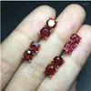 Stud Earrings Real And Natural Garnet Earring Jewelry 925 Silver Gem Size 5mm