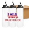 USA Warehouse, kostenloser Versand, gerade 20-Unzen-Sublimationsbecher mit 2 Deckeln, auslaufsichere Wasserflasche mit Griff für Sublimationsdruck, Wärmeübertragungsdruck