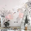 Wallpapers Folha Rosa Flamingo Po Mural Personalizado 3D Papel de Parede para Quarto de Crianças Meninas Quarto Living Melhoria TV Fundo Decoração de Parede