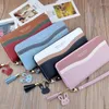 Plånböcker Armbandstelefon Purses Women Splice Female Purse Leather Lady Long Woman Big Card Holder Clutch Zipper