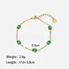 Brin en acier inoxydable PVD plaqué or 18 carats, bracelet à breloques en cristal vert étanche pour femmes, bijoux tendance, vente en gros