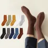 Chaussettes pour hommes hommes coton tube moyen affaires couleur unie longue douce respirante printemps été décontracté déodorant robe chaussette