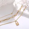 Pendant Necklaces Women Hip Hop Gold Padlock Heart Lock Pendants Multi-layer Thick Chain Statement Necklace Sweater Jewelry288l