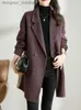 Женская смесь шерсти, корейская мода, зимнее женское шерстяное пальто, новая элегантная и шикарная двубортная куртка, женское винтажное повседневное пальто, одежда L230920
