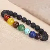 SN0445 Pulsera de 7 Chakras a la moda, pulsera de energía para hombres y mujeres, pulsera de piedra de Lava Rock a la moda, Top Preferred2616