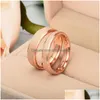 Band Rings Update Stainless Steel Dl Polish Ring Rose Gold Frosted Engagement Women Men Fashion Jewelry Drop Delivery Dhc8B