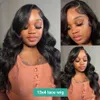 Perruque Lace Front Wig synthétique noire sans colle, cheveux naturels, Body Wave HD, perruque indienne ondulée, 13x4, pour femmes