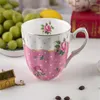 Mugs 450ml Bone China Flower Coffee Mug Tea Cup Suitable For Making Cold Drinks Home And Office Gift Women