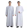 Masculino manga longa muçulmano jubba thobe mid oriental árabe robe vestido sólido plus size roupas islâmicas masculino thobe jubba 249c