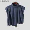 Męskie kamizelki moda Men Striped Turtleeck Cloak Cloak Streetwear Ponchos Nieregularny 2023 luźne swobodne kamizelki Interoun 230919