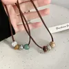 Pendant Necklaces Eye Catching Necklace Vibrant Natural Stones Chinese Wood Beaded Choker