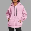 Hoodies femininos velo sólido com capuz overszied moletom para mulheres outono inverno colheita topos cordão pulôver com bolso roupas femininas