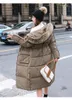 Casacos de Trench das Mulheres Gizmosy Casual Solto Com Capuz Parkas Mulheres Moda Sólida Grosso Longo Casaco Feminino Elegante Slim Algodão Jaqueta Faux Fur