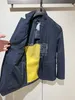 Designer Mens Jaquetas Outono Kiton Tecnologia Tecido Stand-up Collar Azul Escuro Jaqueta Casual