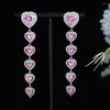 Dangle Earrings Luxury Heart For Women Wedding Cubic Zircon Dubai Bridal Drop E1172