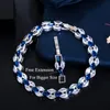 Bruiloft Sieradensets CWWZircons 4 Stuks Blauwe Kubieke Zirkoon Kristal Bloem Drop Ketting Oorbel Armband Ring Bruidskostuum T439 230920