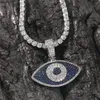Iced Out Devil Eye Pendant Necklace Gold Silver Plated Mens Bling Hip Hop Jewelry Gift279q