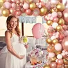 Décoration de fête 134pcs Rose Gold Balloon Garland Arch Kit Rose Blanc Confetti Ballons en latex pour mariage anniversaire fille bébé Showe 230920