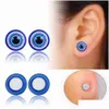 Manchette d'oreille 6-12 mm bleu mauvais œil en acier inoxydable magnétique à clipser sur boucles d'oreilles pour hommes femmes punk hypoallergénique sans percé dinde goutte Dh2J6