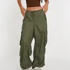 Damenhose 2023 Lässige Baggy-Jogginghose mit weitem Bein, lockerer Kordelzug, niedrige Taille, Streetwear, Fracht, modische Damen-Hippie-Jogginghose