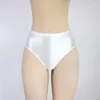 Heren Nachtkleding Glanzende Slips Broeken Met Billen Sexy Zijdeachtige Effen Bikini Middelhoge Taille Panty's Onderbroeken En Hoge Vork Vette Heren