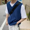 メンズベストメンズプルオーバーニットセーターレトロセーターベスト服を着た男性秋のファッションワイルドルーズカジュアル韓国