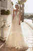 Off White Wedding Dresses with Stain Cape Two Pieces Applique Lace with Corset Princess Church Garden Bridal Gown Outfit