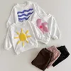 Kleidung Sets 2 stücke Herbst Baby Jungen Mädchen Weiche Kleidung Casual Blume Sonne Welle Drucke Pullover Cord Hosen Kinder Outfit baumwolle Anzug Herbst 230919