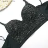 Sexig uppsättning glittrande Rhinestone Women Corset Top High-End Party Underbust Corsets Festival Steampunk Bustier Sexig Push Up Bra Lingerie L230920