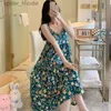 Women's Sleep Lounge New Nightdress Women's Summer Spaghetti Strap Dress Long Print Simple Sleepwear Women Large Size Pajamas Sweet Girl Nightgowns L230920