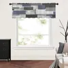 Cortina figura geométrica azul marinho cinza preto cortinas de cozinha tule sheer curto quarto sala estar decoração casa voile