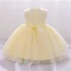 Robes de fille bébé filles dentelle robe à fleurs robe de fête de mariage arc baptême princesse pour blanc 1er anniversaire formel Gala enfant vêtements