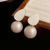 Stud Earrings French Retro Light Luxury Oval Drop Oil Pearl Earring Women S925 Silver Needle Fashion Temperament Simple Pendant