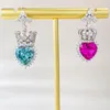 Pendientes colgantes Vinregem con corte de corazón, piedra preciosa de zafiro creada en laboratorio, gota de lujo, regalos de aniversario de Plata de Ley 925, joyería fina