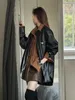 Womens Leather Faux Korean Black Pu Jacket Kvinnor Autumn Retro Street Solid Color Fashion Loose Casual Midlength 230919