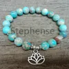 MG0707 Natural Blue Regalite Stone Bracelet Lotus Flower Charm Yoga Bracelet Fashion New Design Women's Energy Bracelet Shipp277W