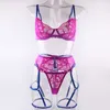 Sexig uppsättning kvinnlig underkläder transparent spetsporr underkläder ocensurerad sensuell se genom bh set 5 stycke fin fancy intim 230808