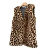 Pele feminina inverno falso colete sem mangas jaqueta de pelúcia feminino 2023 em outerwears senhoras casaco leopardo roupas femininas