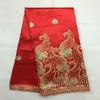 5 metrów PC Beuatyful Red George Lace Fabric ze złotymi cekinami afrykańska bawełniana tkanina do ubrań JG21-1281S