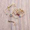 Mix Colors Rhinestone Nose Studs Screw Ring Bone Bar Body Piercing Jewelry Gold Silver Nose Pin2478