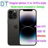 A + Excellent état, 100% Apple Original iPhone 11 dans le téléphone de style iPhone 14 Pro Débloqué avec boîtier 14pro 4G RAM 64 Go / 128 Go ROM smartphone